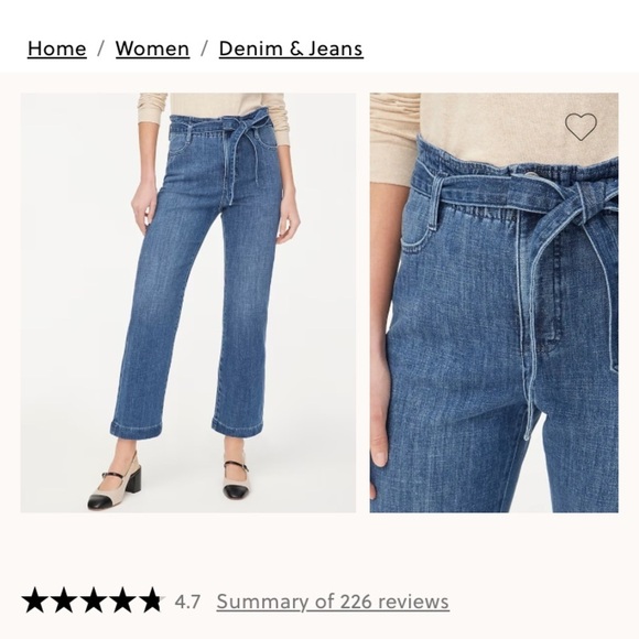 NWT J Crew Factory Paperbag Slim Wide Leg Jeans Size 24T 24 Tall - Picture 2 of 9